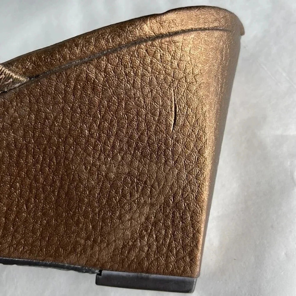 LIZ CLAIBORNE Giraffe Print Square Toe Wedge Sandals Metallic Bronze Size 7.5 - Picture 11 of 13